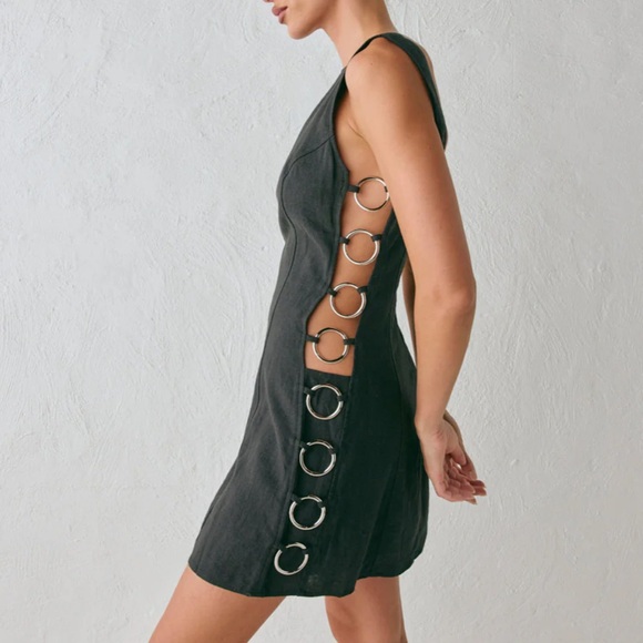 Vrg Grl Dresses & Skirts - Black Mini Dress with Side Ring Detail - Women's Dress